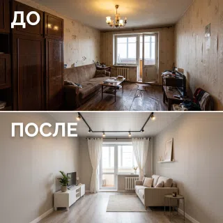 бюджетный ремонт квартиры до и после: 420 тыс. и 5 косяков